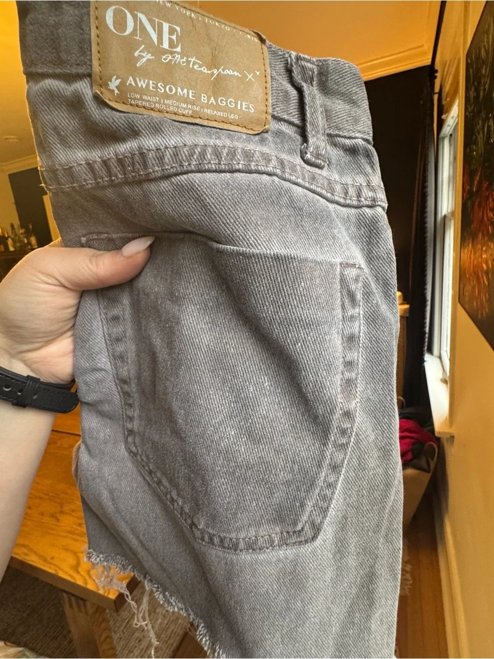 One Teaspoon Awesome Baggie Shorts Waist 28 Denim Destroyed Long Jean Cut Offs